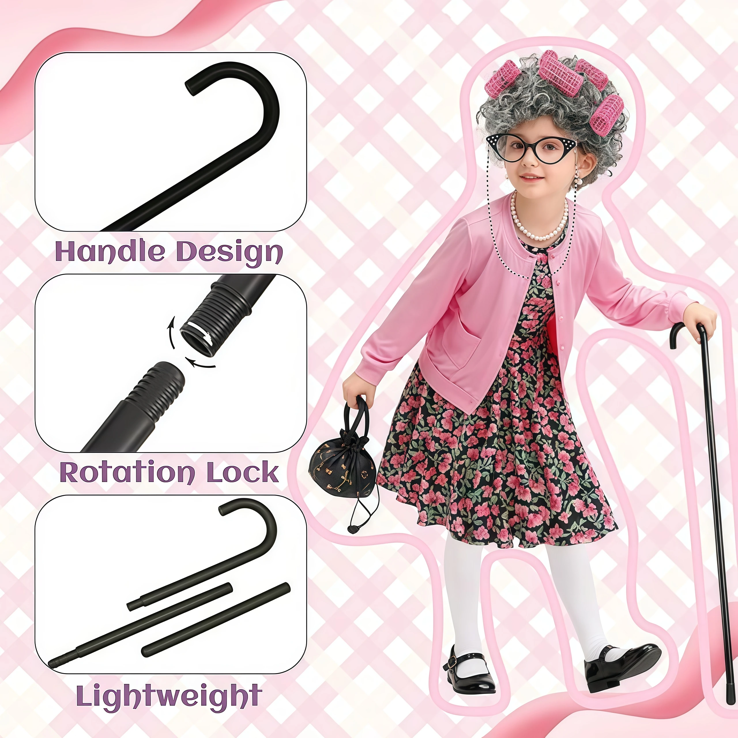 100 Days Of School Kids 100 Day Old Lady Costume Sets Girls Granny Dress Up For Halloween Carnival 100 Years Grandma Role-play