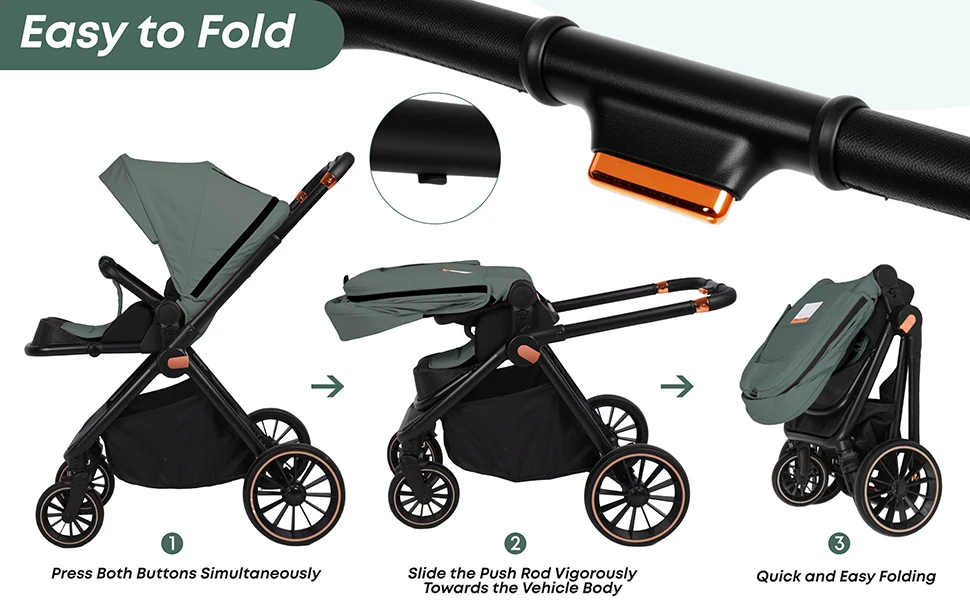 2-in-1 Lightweight Baby Safety Stroller Two-Way Newborn Seat Multifunctional Pushchair EU Stock Easy Folding Baby Stroller