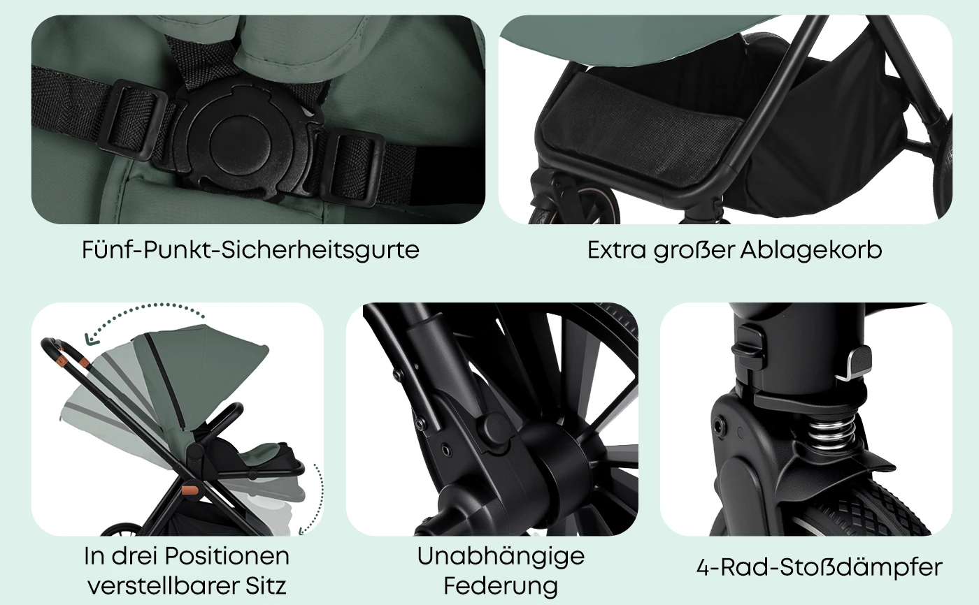 2-in-1 Lightweight Baby Safety Stroller Two-Way Newborn Seat Multifunctional Pushchair EU Stock Easy Folding Baby Stroller