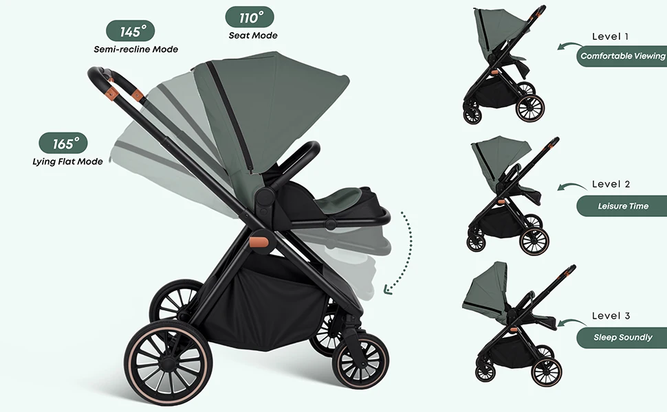2-in-1 Lightweight Baby Safety Stroller Two-Way Newborn Seat Multifunctional Pushchair EU Stock Easy Folding Baby Stroller