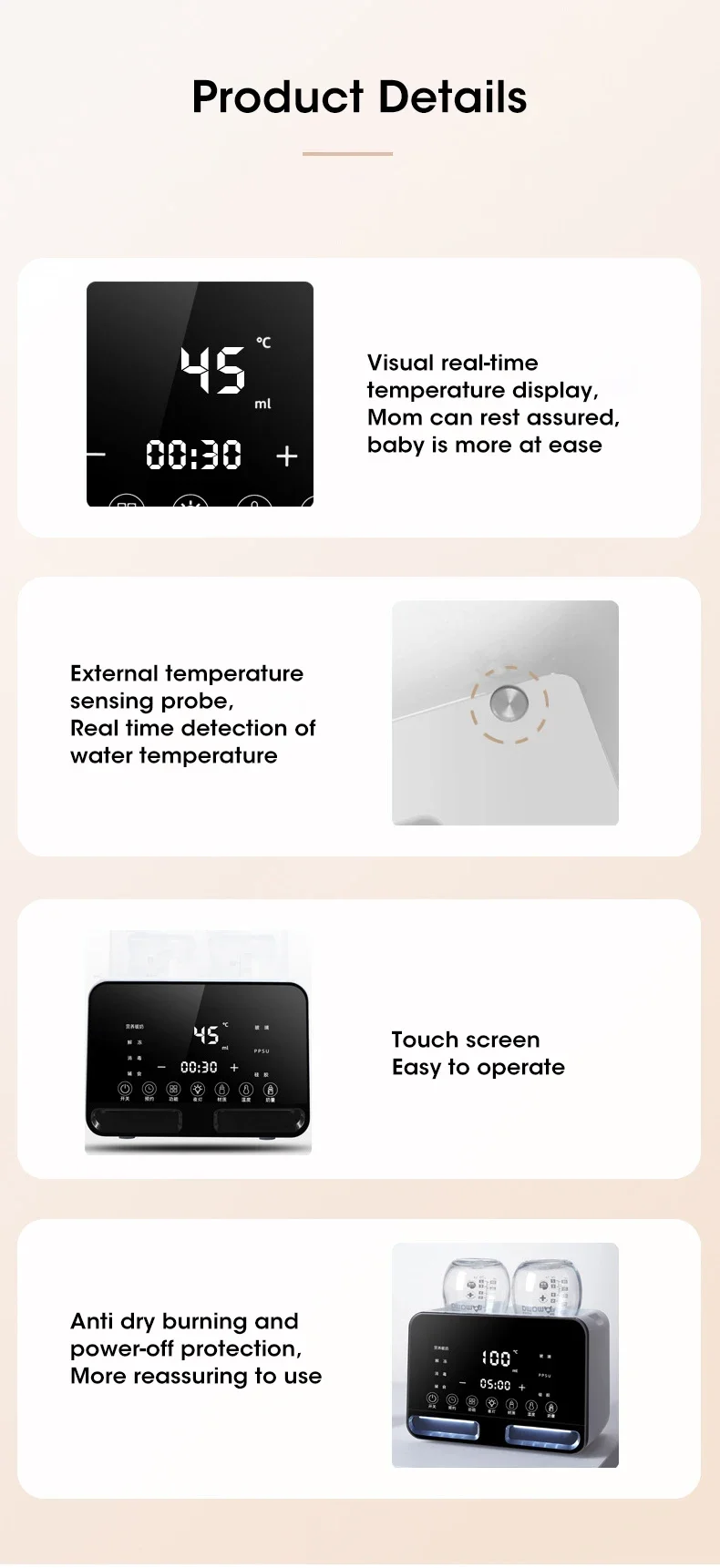 2 in1 Baby Bottle Warmer and Sterilizer Automatic Smart Temperature Control Milk Warmer Disinfection