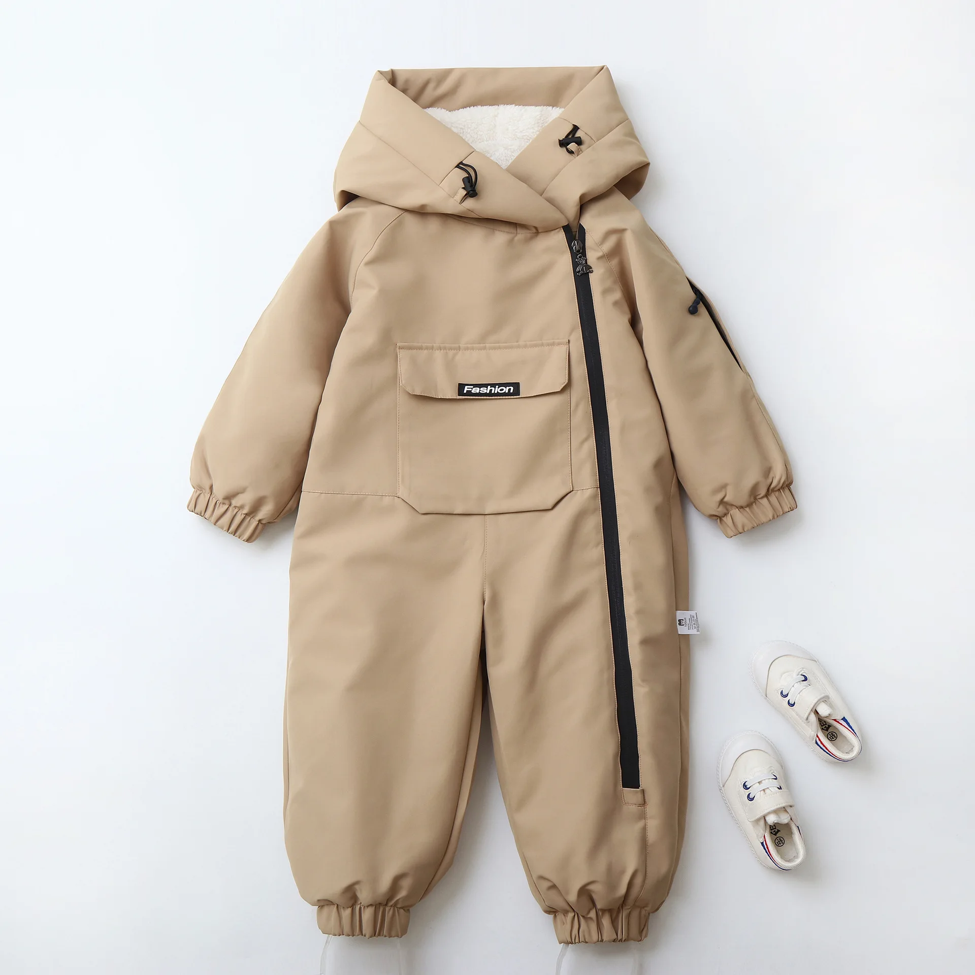 2026 Winter Baby Clothes Warm Fur Lining Boys Snowsuit Windy Proof Baby Ski Rompers Kids Girls Jumpsuits 2-5Y