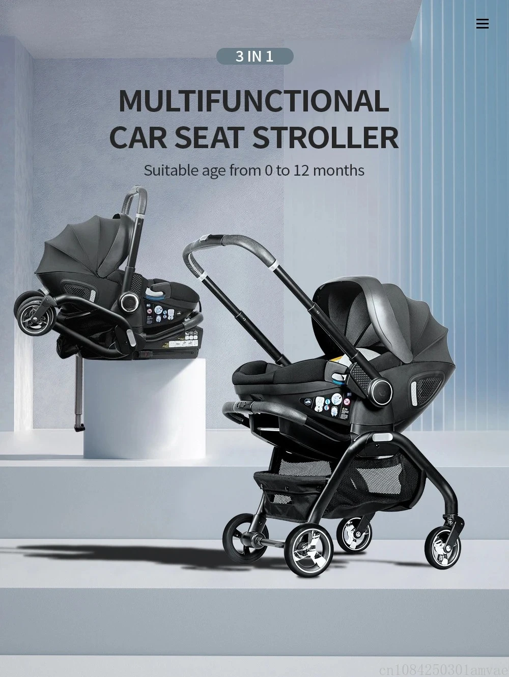 4-in-1 Baby Stroller with ISOFIX Base, Shipped From The EU, Includes Child Car Seat, Luxury Portable and Lightweight Newborn Stroller.