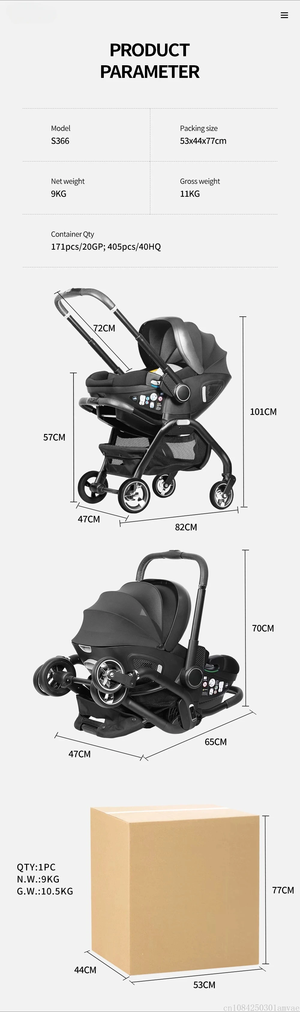 4-in-1 Baby Stroller with ISOFIX Base, Shipped From The EU, Includes Child Car Seat, Luxury Portable and Lightweight Newborn Stroller.