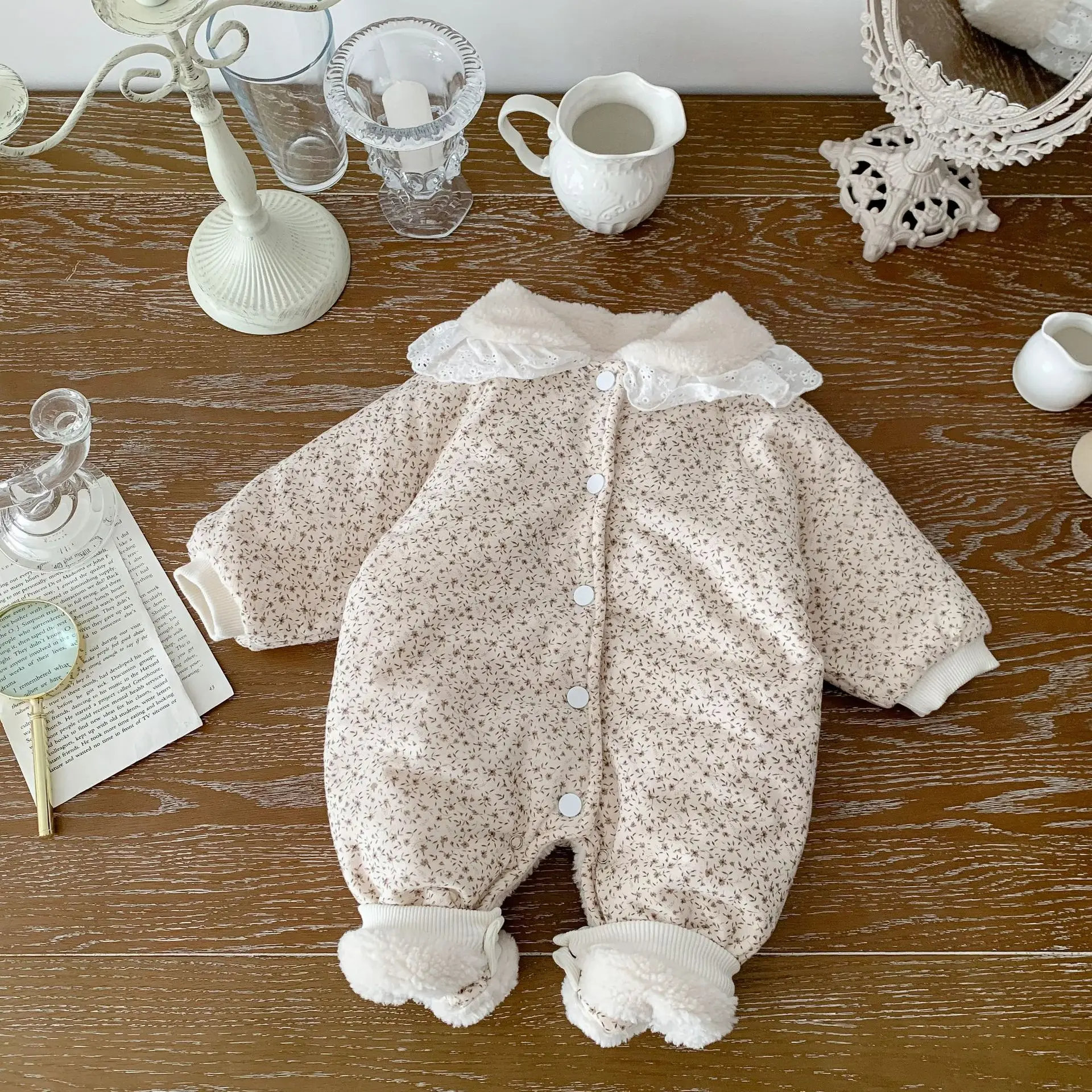 2026 Winter Plush Thicken Baby Romper Toddler Girls Boys Jumpsuit One-Pieces Bodysuits Baby Padded Thickened Crawling Suit