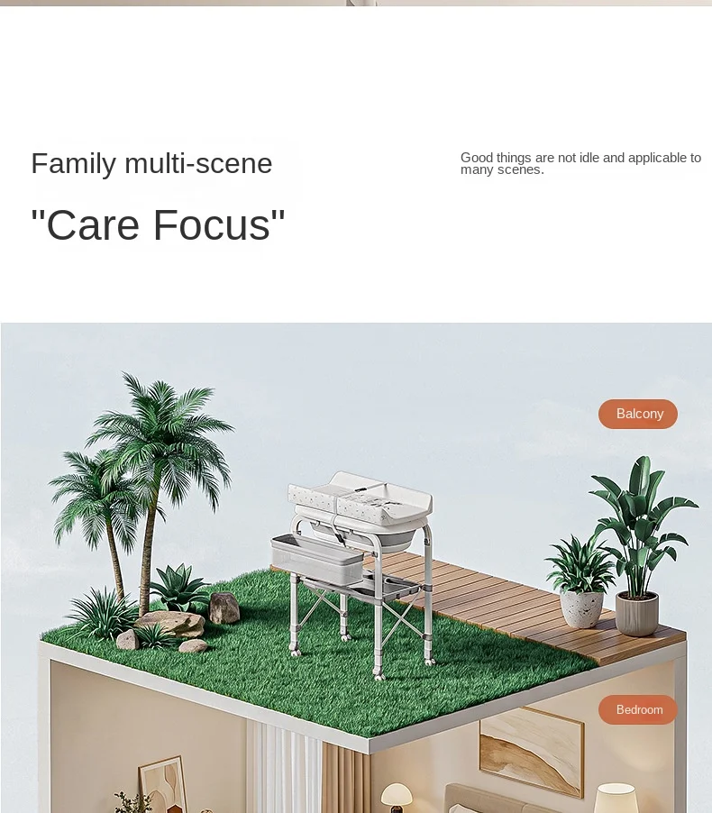 3-in-1 Baby Changing Table with Temperature-Sensing Bath Tub, Foldable, Storage Basket, Reinforced Weight Capacity, with Wheels