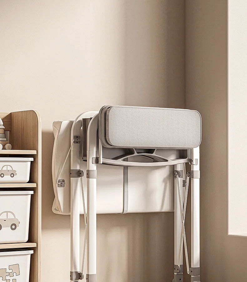 3-in-1 Baby Changing Table with Temperature-Sensing Bath Tub, Foldable, Storage Basket, Reinforced Weight Capacity, with Wheels