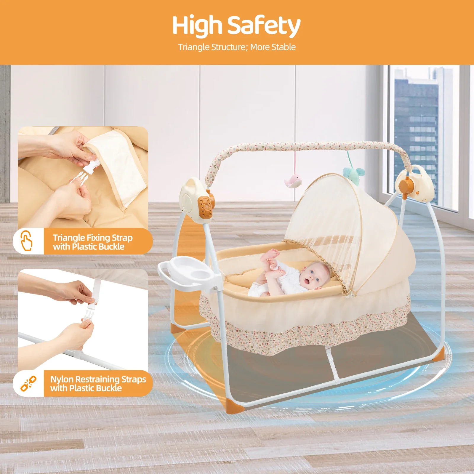 Auto Electric Baby Cradle Crib Kids' Auto Swing Bed Baby Swing Bed