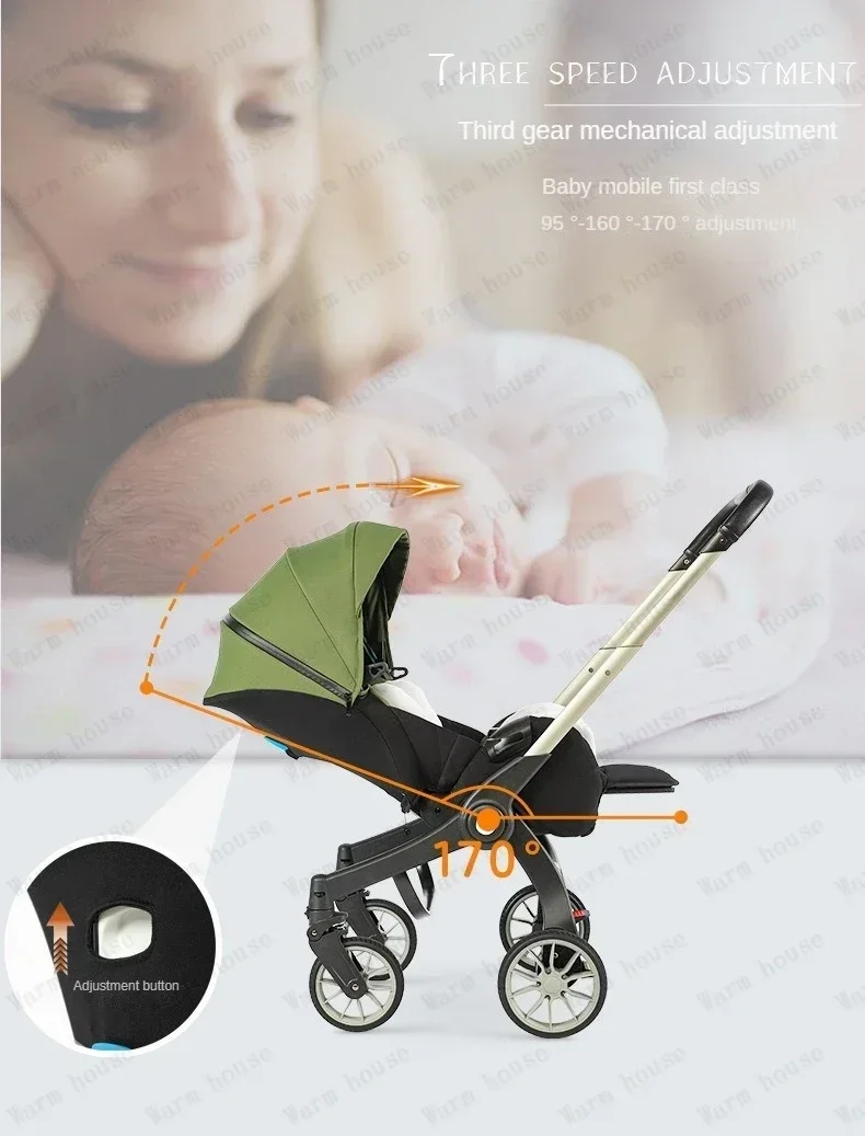 4-in-1 Stroller, Multi-functional Foldable Stroller, Portable Outdoor Stroller, Car Seat Function, Adjustable Armrests