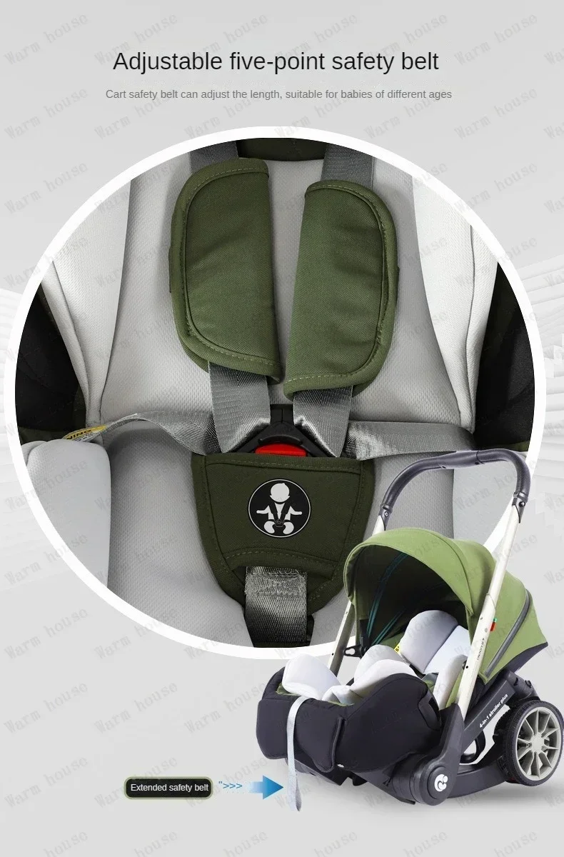 4-in-1 Stroller, Multi-functional Foldable Stroller, Portable Outdoor Stroller, Car Seat Function, Adjustable Armrests