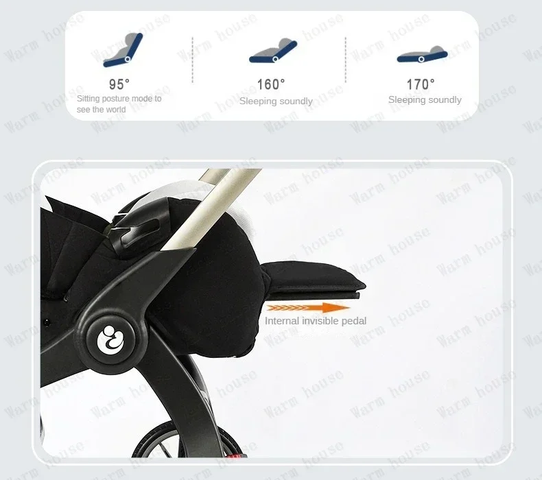 4-in-1 Stroller, Multi-functional Foldable Stroller, Portable Outdoor Stroller, Car Seat Function, Adjustable Armrests