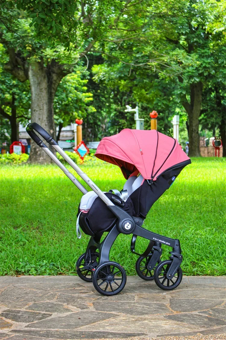 4-in-1 Stroller, Multi-functional Foldable Stroller, Portable Outdoor Stroller, Car Seat Function, Adjustable Armrests