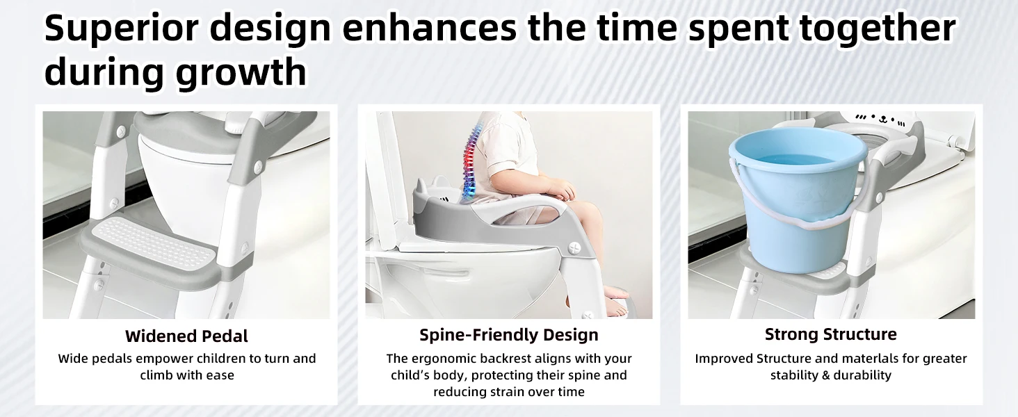 PANGDUBE Toddler Potty Training Seat with Ladder, 3 in 1 Kids Toilet Step Stool, Non-Slip Soft Cushion, Foldable Children Potty