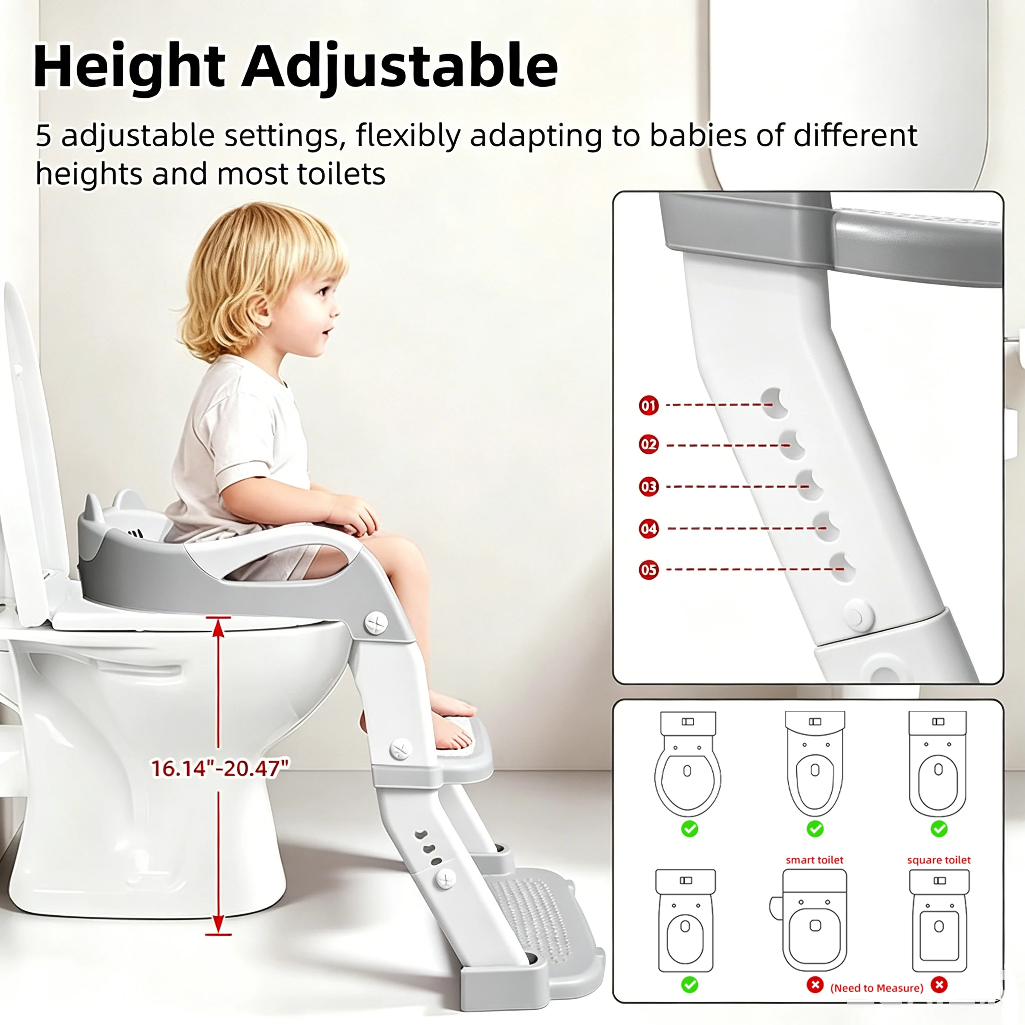 PANGDUBE Toddler Potty Training Seat with Ladder, 3 in 1 Kids Toilet Step Stool, Non-Slip Soft Cushion, Foldable Children Potty