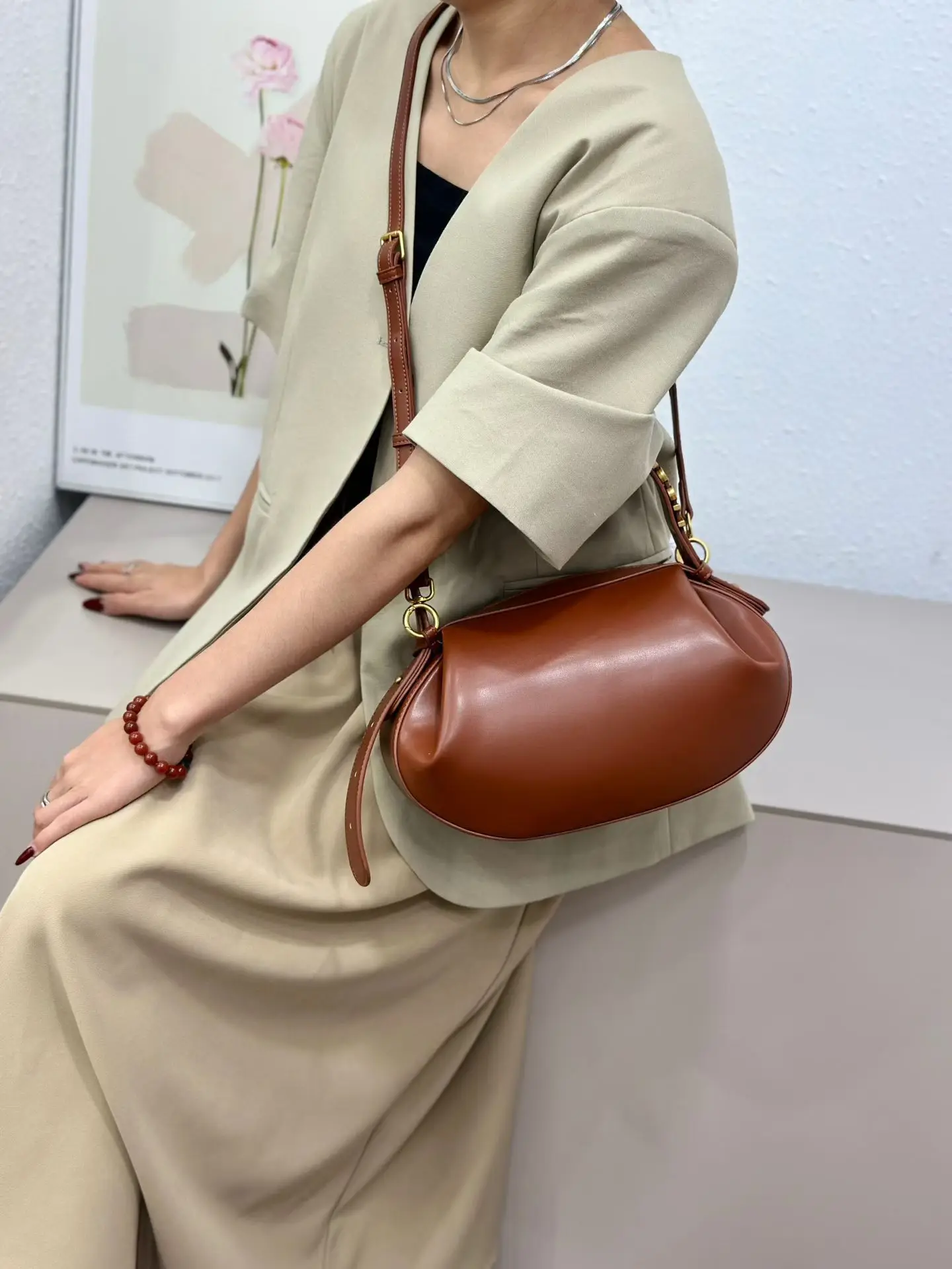 Trendy Design Diaper Bag Crossbody Handbag Women Casual Simple Vintage Commuter Solid Color Elegant