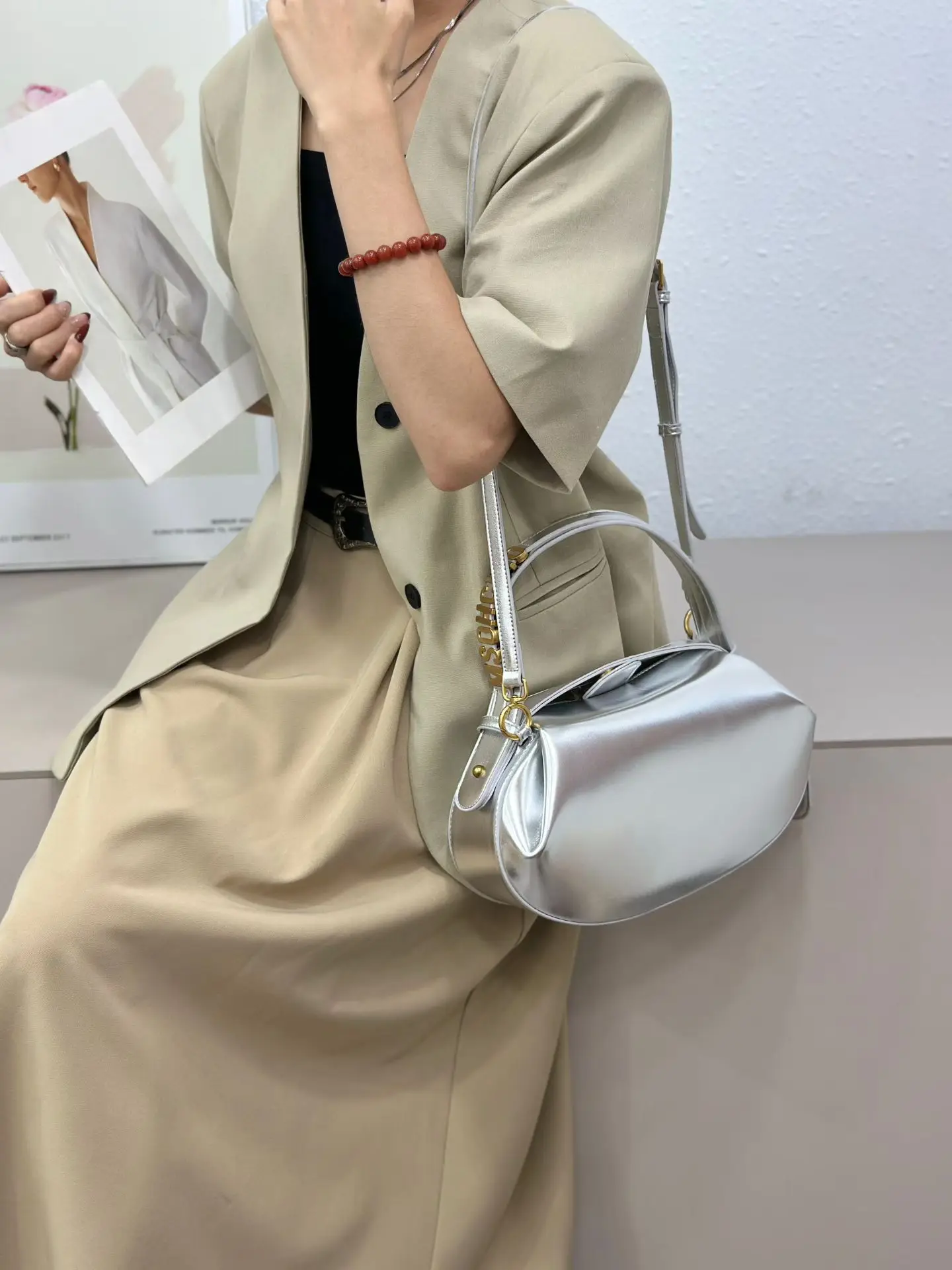 Trendy Design Diaper Bag Crossbody Handbag Women Casual Simple Vintage Commuter Solid Color Elegant