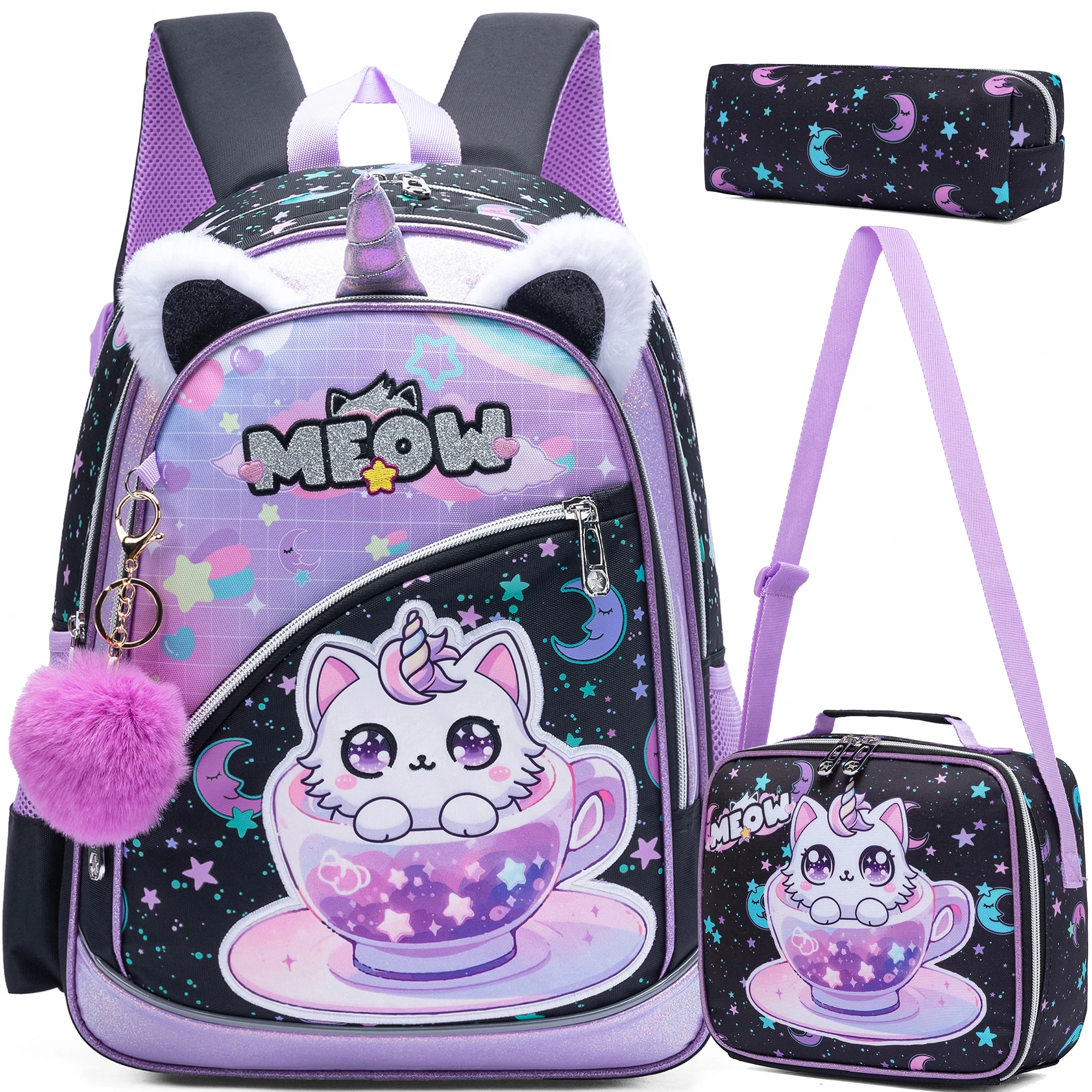 Backpack for Girls School Backpack with Lunch Box for Elementary Student Teen Girls Cute School Bag Kids Book