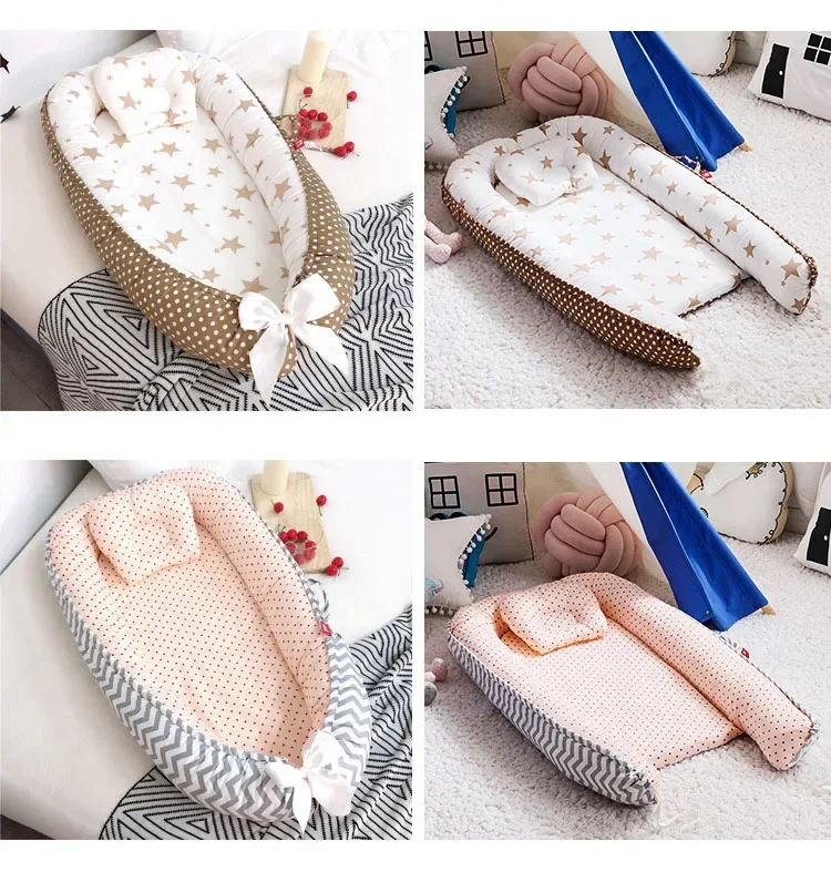 85x50cm Cotton Portable Travel Baby Nest Bed Pillow Bumper Bassinet Safe Sleep Accessory For Newborn Toddler Daily Indoor Use