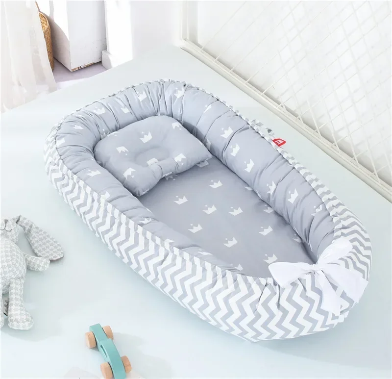 85x50cm Cotton Portable Travel Baby Nest Bed Pillow Bumper Bassinet Safe Sleep Accessory For Newborn Toddler Daily Indoor Use