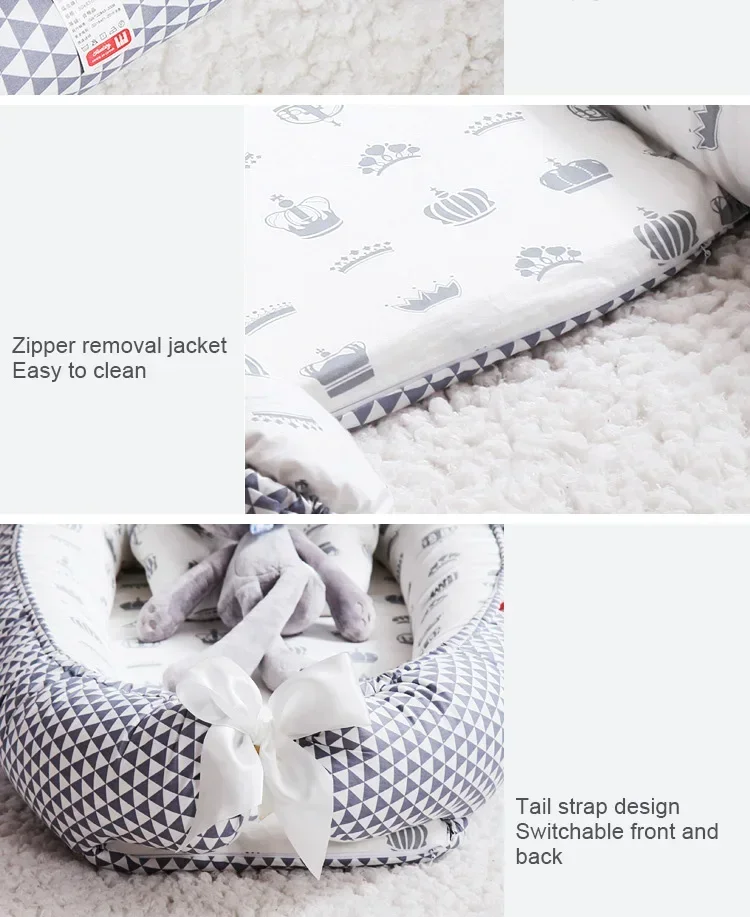 85x50cm Cotton Portable Travel Baby Nest Bed Pillow Bumper Bassinet Safe Sleep Accessory For Newborn Toddler Daily Indoor Use