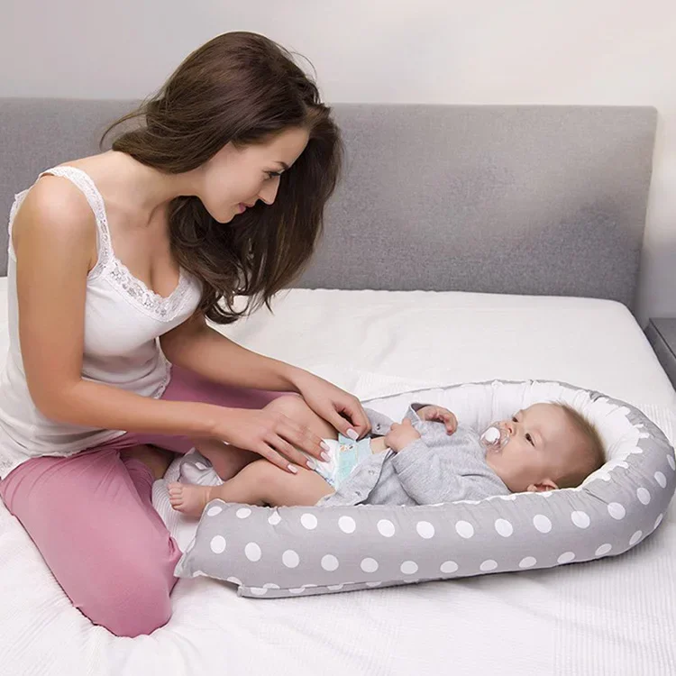 85x50cm Cotton Portable Travel Baby Nest Bed Pillow Bumper Bassinet Safe Sleep Accessory For Newborn Toddler Daily Indoor Use