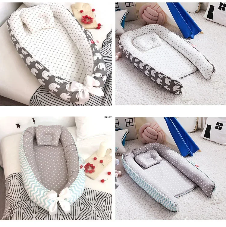 85x50cm Cotton Portable Travel Baby Nest Bed Pillow Bumper Bassinet Safe Sleep Accessory For Newborn Toddler Daily Indoor Use