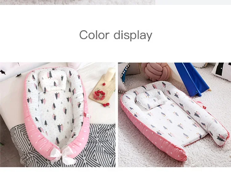 85x50cm Cotton Portable Travel Baby Nest Bed Pillow Bumper Bassinet Safe Sleep Accessory For Newborn Toddler Daily Indoor Use