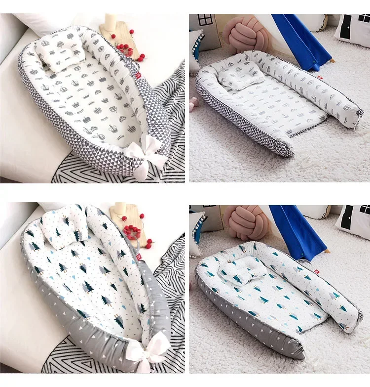 85x50cm Cotton Portable Travel Baby Nest Bed Pillow Bumper Bassinet Safe Sleep Accessory For Newborn Toddler Daily Indoor Use