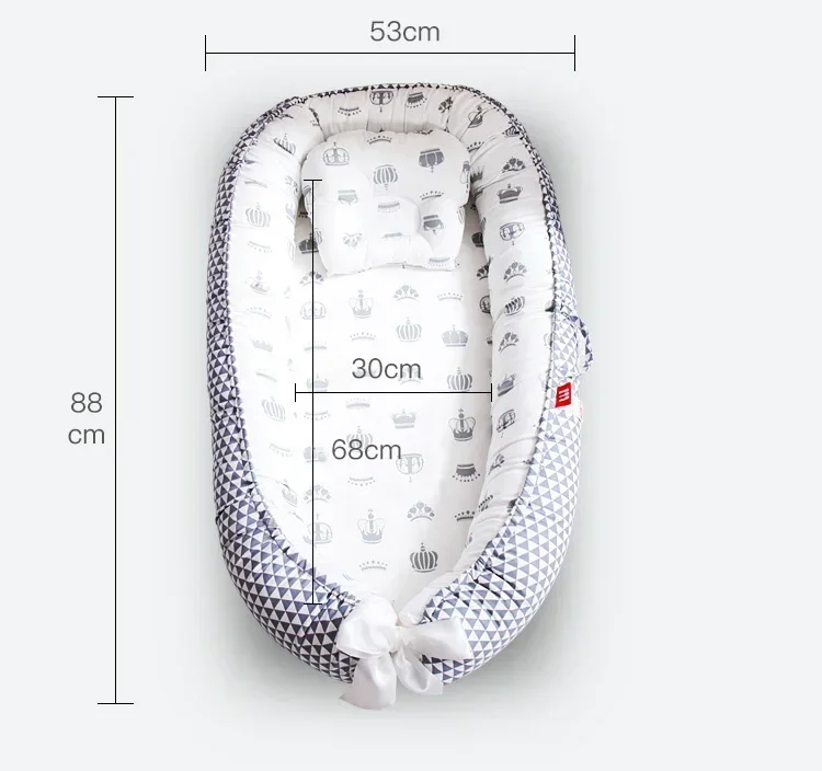85x50cm Cotton Portable Travel Baby Nest Bed Pillow Bumper Bassinet Safe Sleep Accessory For Newborn Toddler Daily Indoor Use