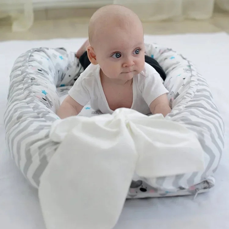 85x50cm Cotton Portable Travel Baby Nest Bed Pillow Bumper Bassinet Safe Sleep Accessory For Newborn Toddler Daily Indoor Use