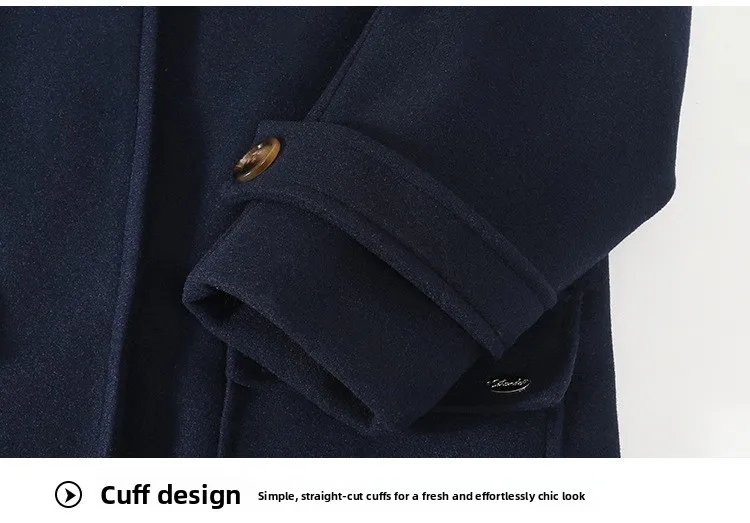 Fall Winter Girls Hooded Duffle Coat Toggle Button Wool Blend Windproof Warm Daily Outerwear School Kids Overcoat Casual Outfits