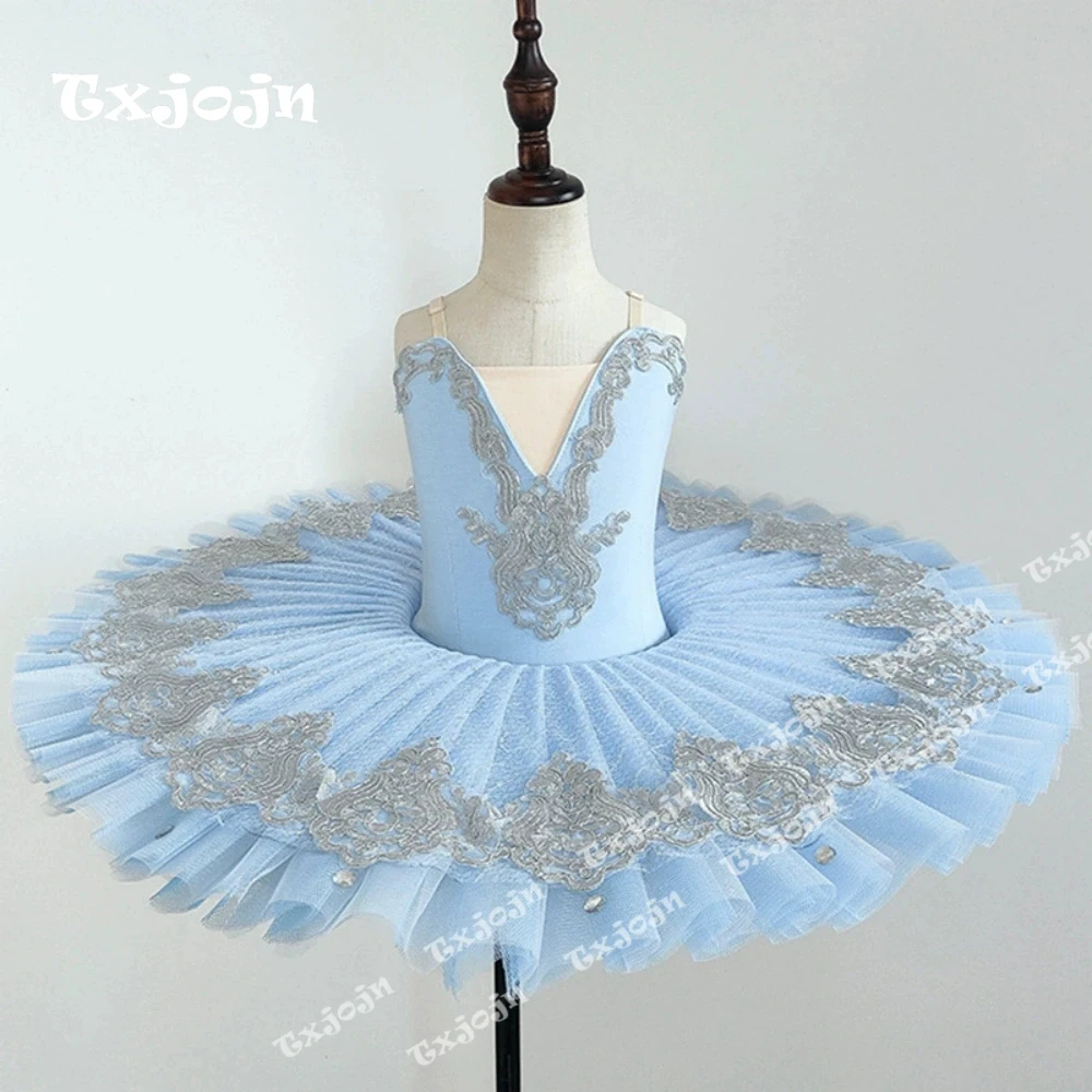 Professional Ballet Dress 3-16Y Tutu Skirt Dance Costume Stage Performance Girls Ballerina Leotard Lace Flower Recital Outfit