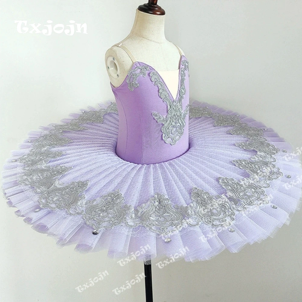 Professional Ballet Dress 3-16Y Tutu Skirt Dance Costume Stage Performance Girls Ballerina Leotard Lace Flower Recital Outfit