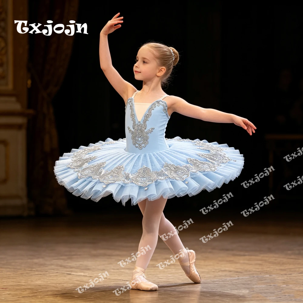 Professional Ballet Dress 3-16Y Tutu Skirt Dance Costume Stage Performance Girls Ballerina Leotard Lace Flower Recital Outfit