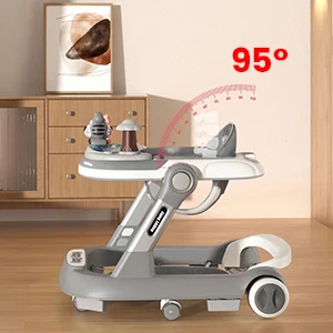 2 in 1 Baby Walker, Toddler Baby Push Walker with Removable Feeding Tray and Music Tray(Without Battery), Activity Walker