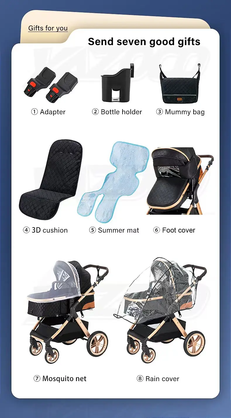 Lightweight & Compact 3-in-1 Travel System, One-Hand Easy Fold Baby Stroller, Breathable Material Oversized Canopy, Shock-Absorption Wheels, 2026 New