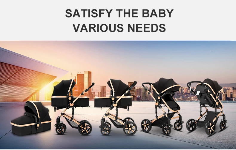 Compact Baby Stroller 3-in-1 Portable Newborns Baby Car with Car Seat High View Pram Travel System Buggy Foldable Baby Carriage