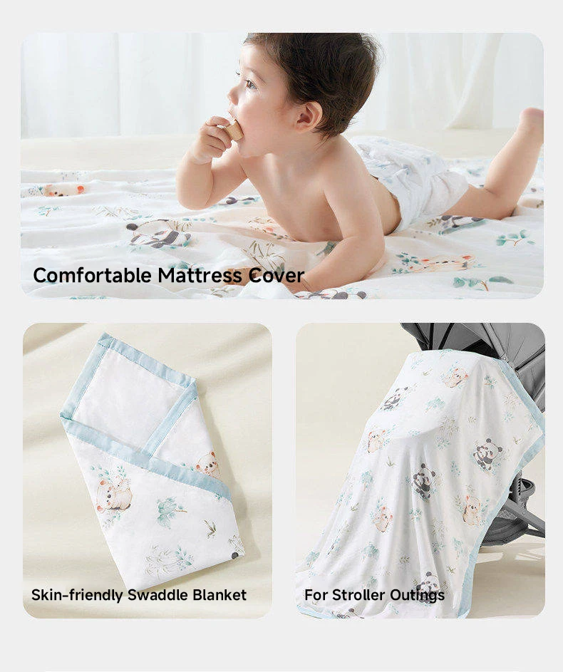 AIBEDILA Bamboo Cotton Baby Swaddle Blanket Thin Summer Gauze Bath Towel Lightweight Newborn Cover Blanket for Kids
