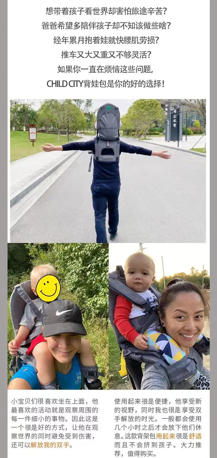 Shoulder Carrier Baby with Metal Internal with Raincover for Baby Backpack Carrier Hiking 6Month - 5Year Ergonomic Baby Carrier
