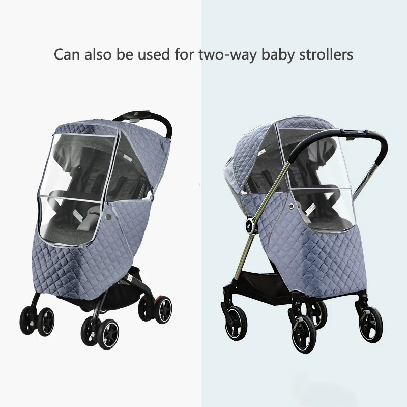 Wind Shield Rain Cover Universal 2 in1 Rain Coat for Baby Stroller Waterproof Winter Warm Cotton Hood Stroller Accessories