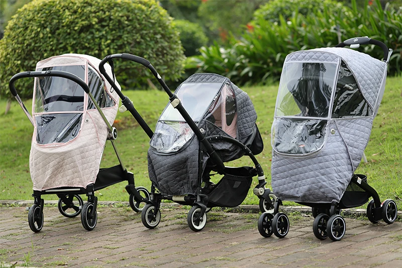 Wind Shield Rain Cover Universal 2 in1 Rain Coat for Baby Stroller Waterproof Winter Warm Cotton Hood Stroller Accessories