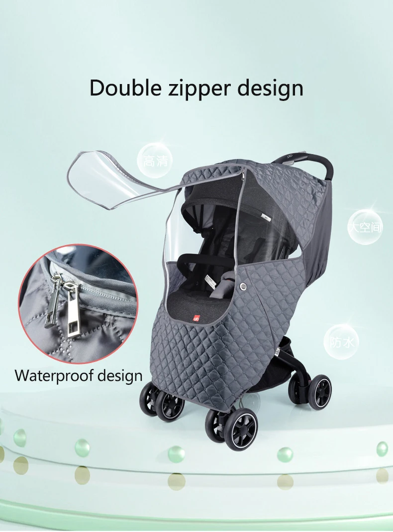 Wind Shield Rain Cover Universal 2 in1 Rain Coat for Baby Stroller Waterproof Winter Warm Cotton Hood Stroller Accessories