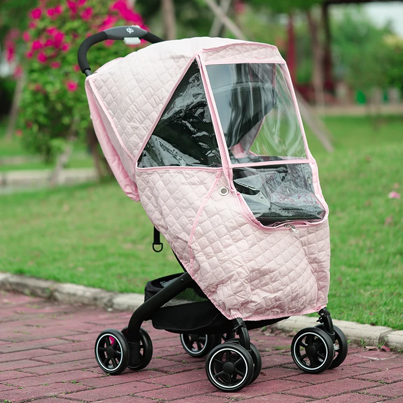 Wind Shield Rain Cover Universal 2 in1 Rain Coat for Baby Stroller Waterproof Winter Warm Cotton Hood Stroller Accessories