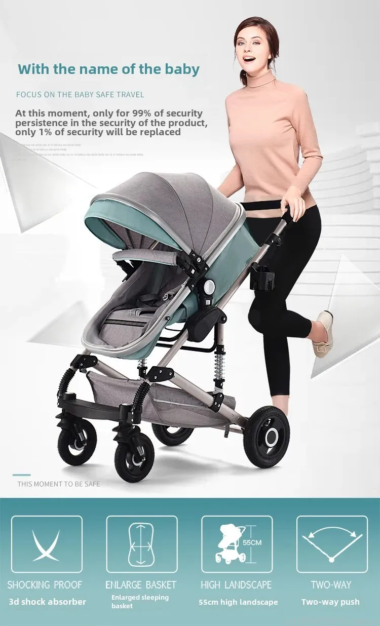 3in1 Baby Stroller High Landscape Baby Pram Portable Baby Pushchair Multifunctional Newborn Carriage Double Faced 739 Model