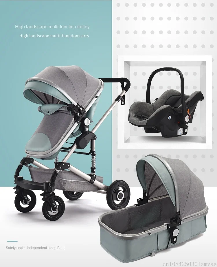 3in1 Baby Stroller High Landscape Baby Pram Portable Baby Pushchair Multifunctional Newborn Carriage Double Faced 739 Model