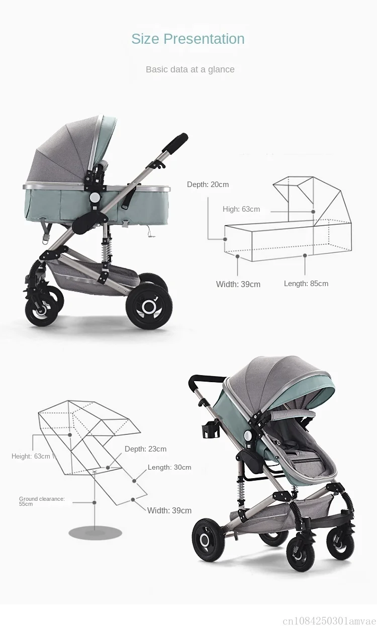 3in1 Baby Stroller High Landscape Baby Pram Portable Baby Pushchair Multifunctional Newborn Carriage Double Faced 739 Model