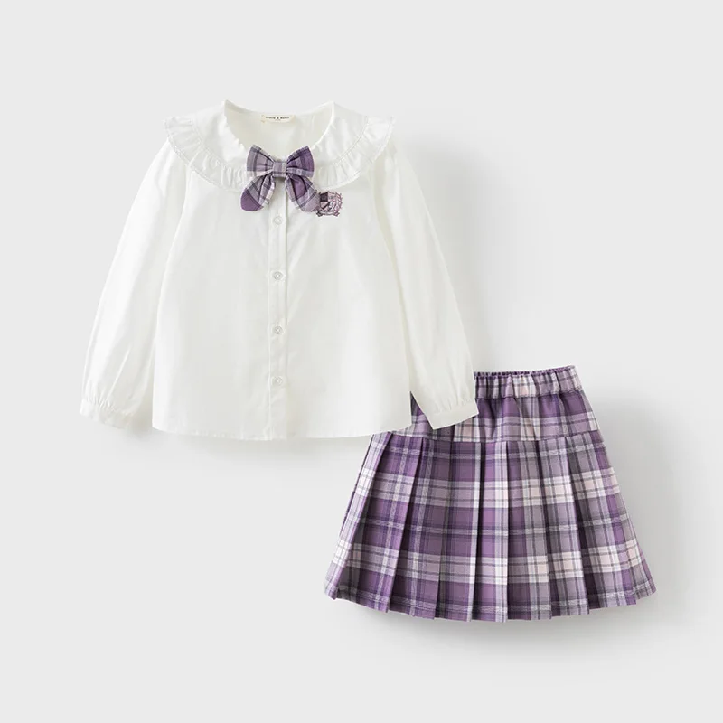 Dave Bella Children Skirt Set Girls Baby Two-Piece Spring Pleated Skirt Casual Fashion Sweet Cute Kids Academic-Style DK1250363