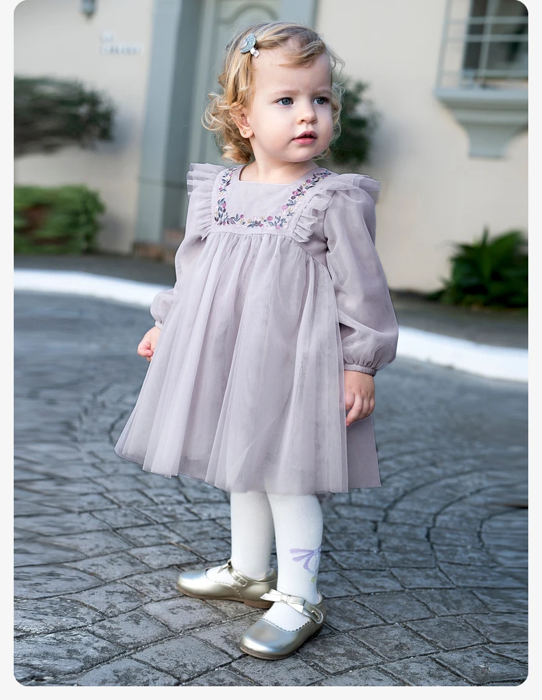 Dave Bella Princess Dress for Girls Children Baby New Spring Noble Charm Sweet Classy Lovely Mesh Fashion Party DB1248204