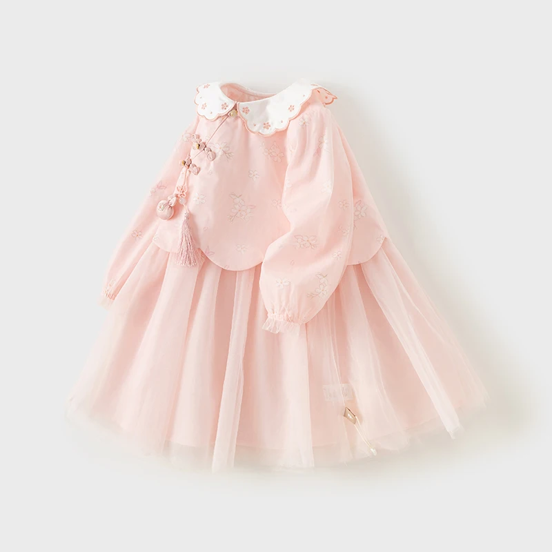 Dave Bella Princess Floral Dress for Girls Baby Children 2024 New Autumn Sweet Gentle Fashion Casual Party Outdoor DB3241829