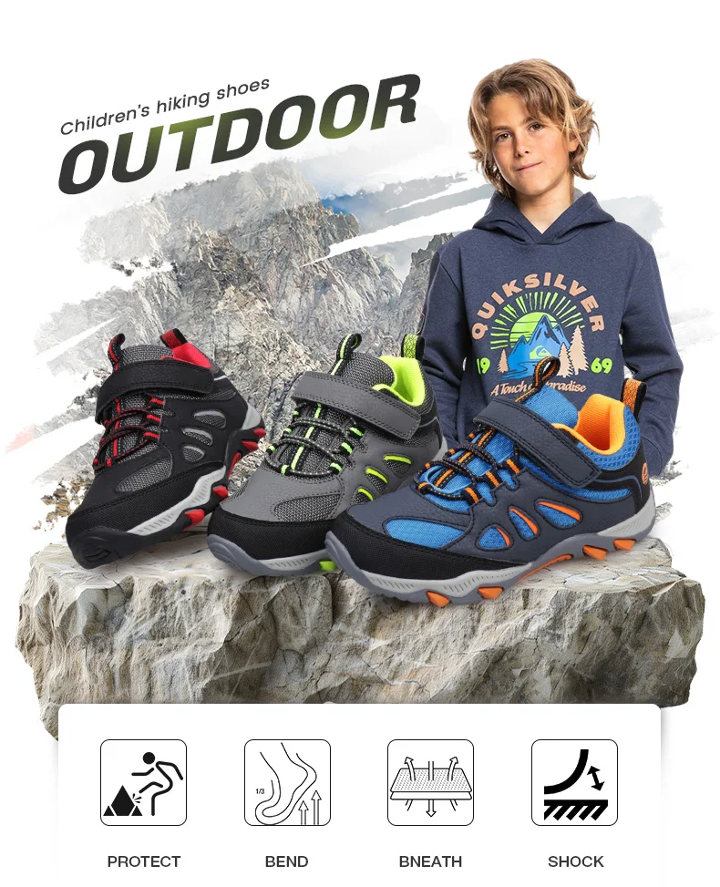 Kids Shoes Little Boys And Girls Fitness Sneakers Non-Slip Breathable Light Weight Hiking Outdoor Children Footwear Size 30-33